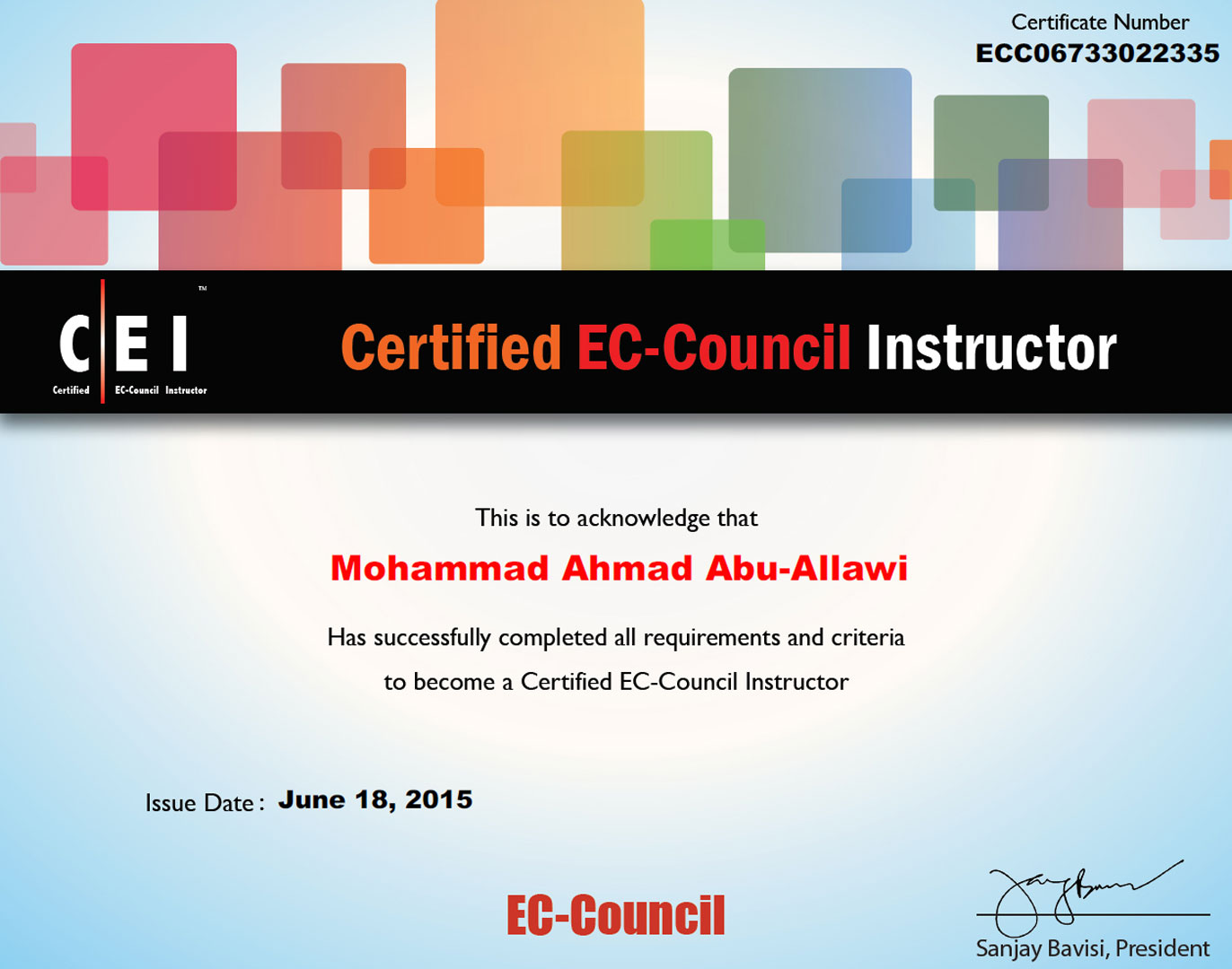 instructor certificate